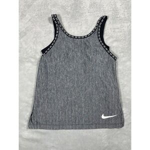 Nike Dri-FIT 2-in-1 Training Tank Top Women S Gray Striped Built In Sports Bra